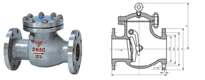 API、JIS旋啟式止回閥H44H結(jié)構(gòu)圖