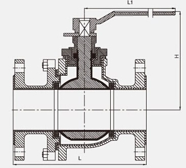 Q41F4-10/16、Q41F46-10/16C襯氟球閥結(jié)構(gòu)圖片